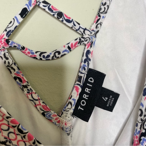 🌟NEW Torrid Ivory Pink Print Challis Strappy Back Skater Dress Plus Size 4X - Picture 5 of 12